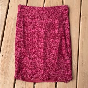 Forever 21 burgundy with lace overlay pencil skirt, Large